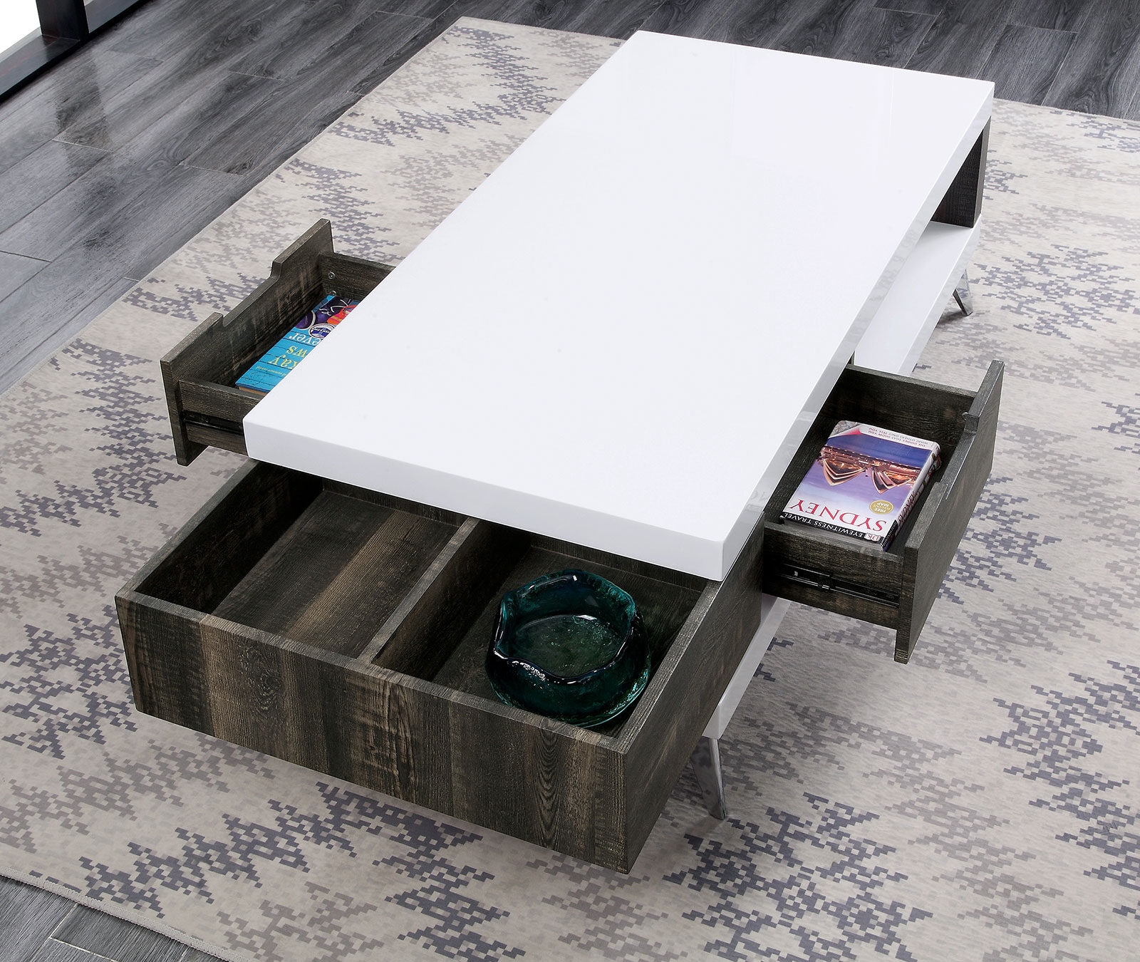 Corinne Wood Glossy Storage Coffee Table