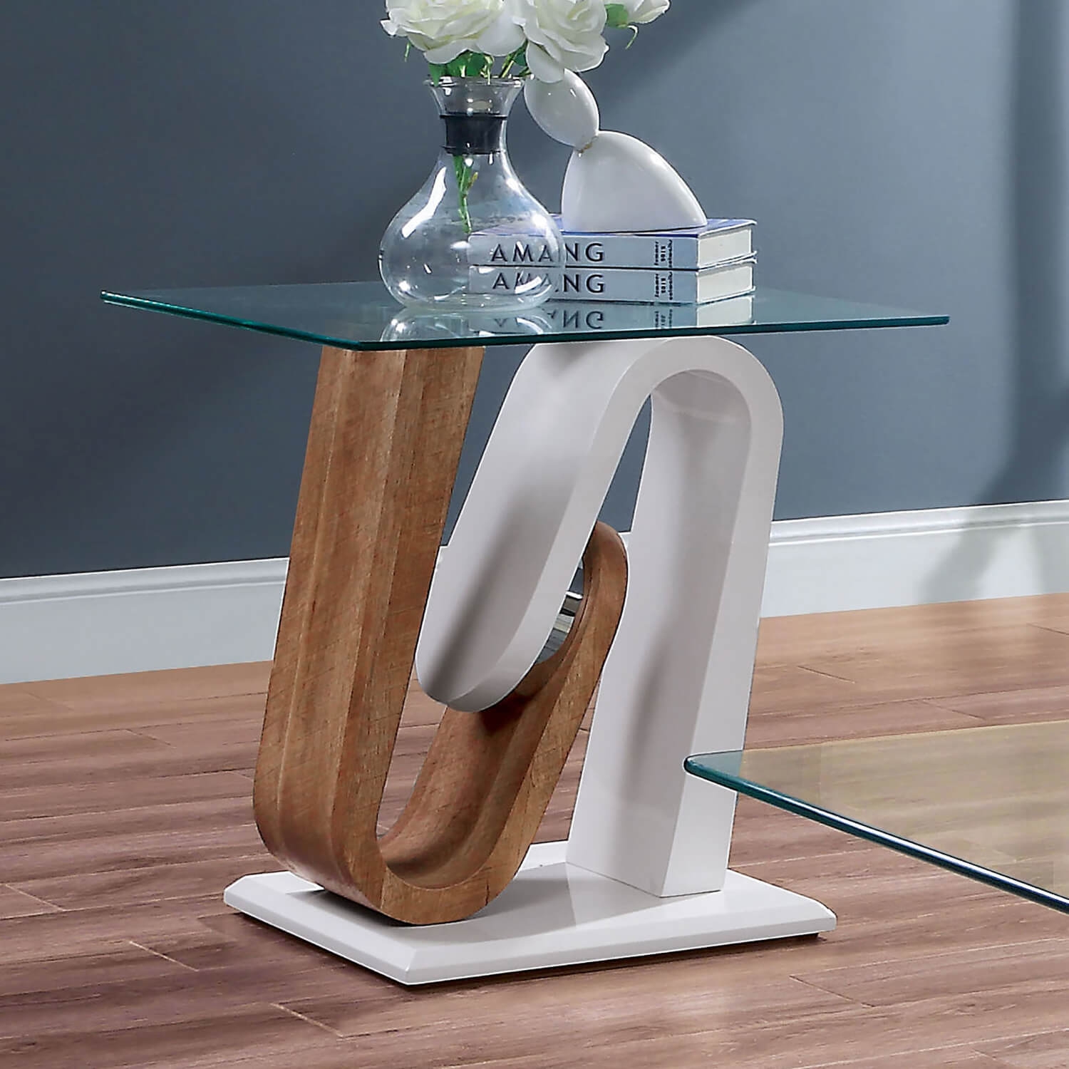 Batam Glass/Wood End Table