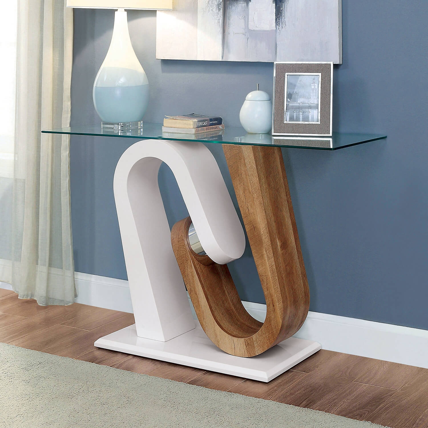 Batam Glass/Wood Sofa Table