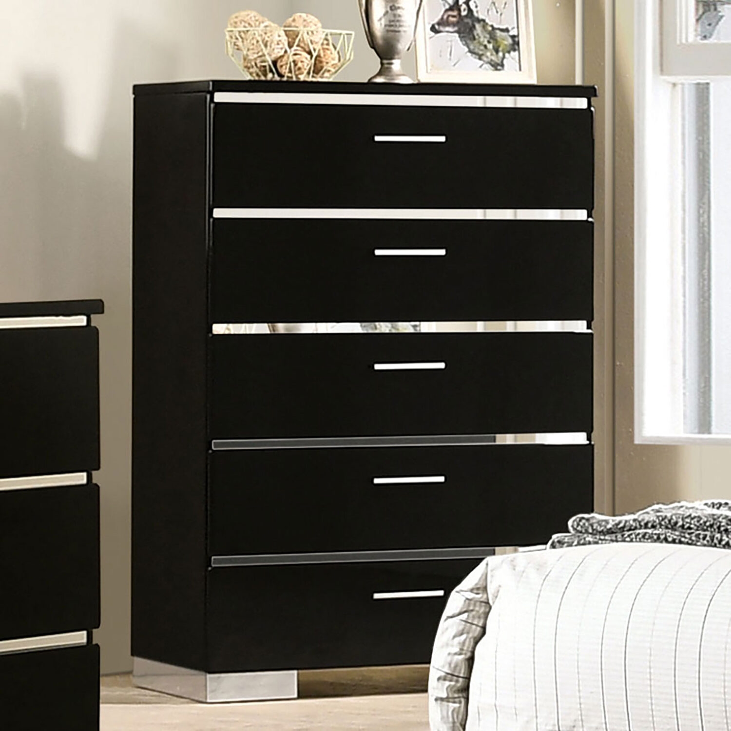 Carlie Metal/Wood Platform Storage Bedroom Set w/LED Light