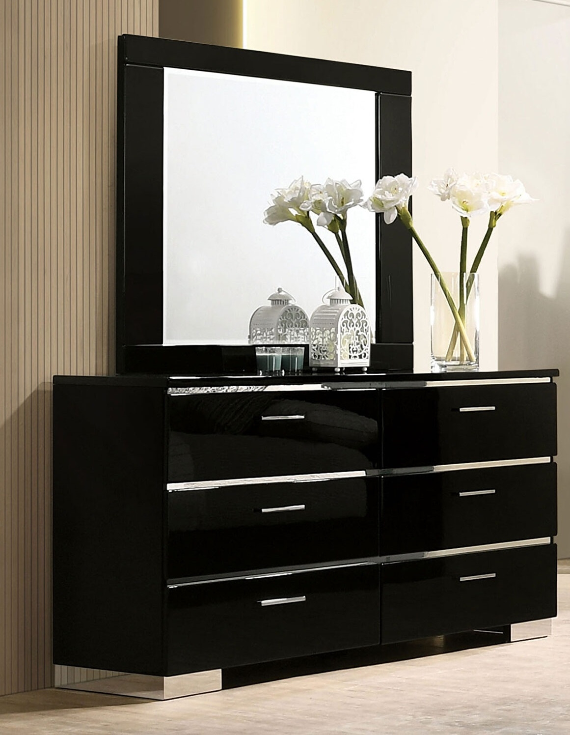 Carlie Metal/Wood Double Dresser w/6 Drawers