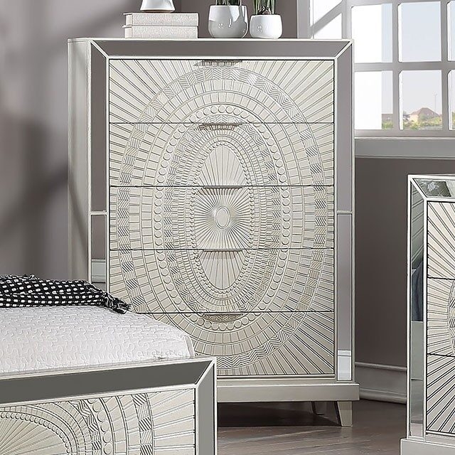 Valletta Polyresin/Mirror/Wood Panel Bedroom Set
