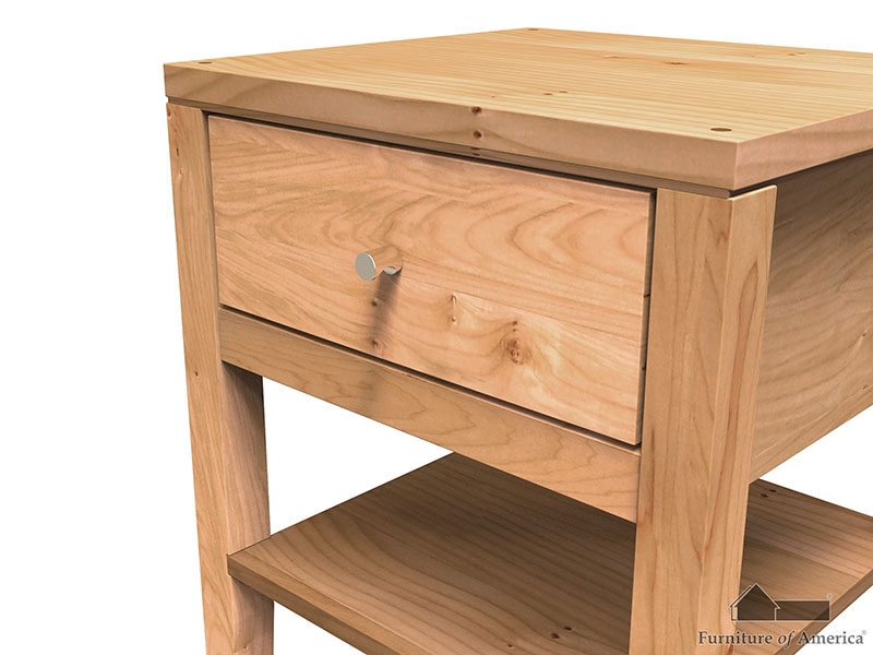 Willamette Wood Nightstand w/Drawer & Open Shelf