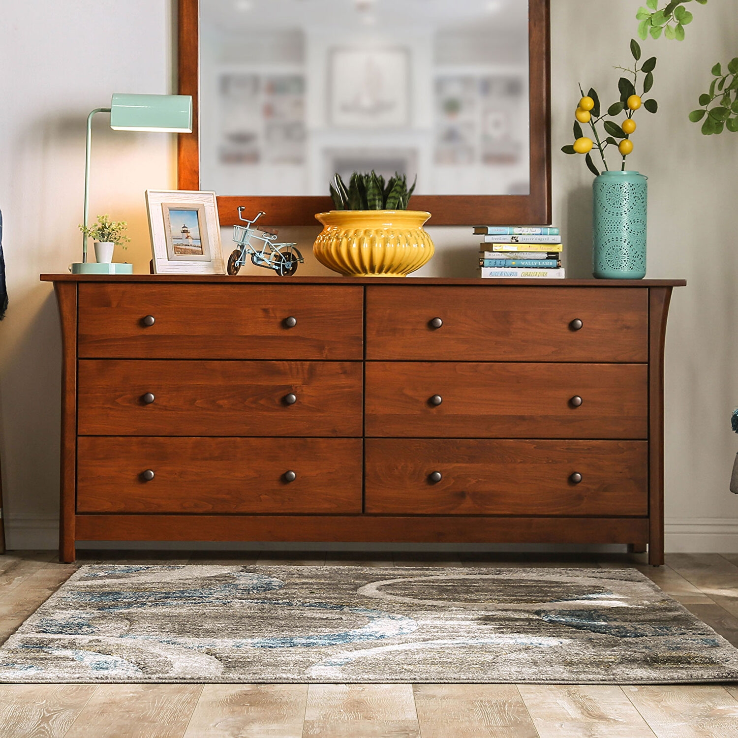Keizer Wood Double Dresser w/6 Drawers