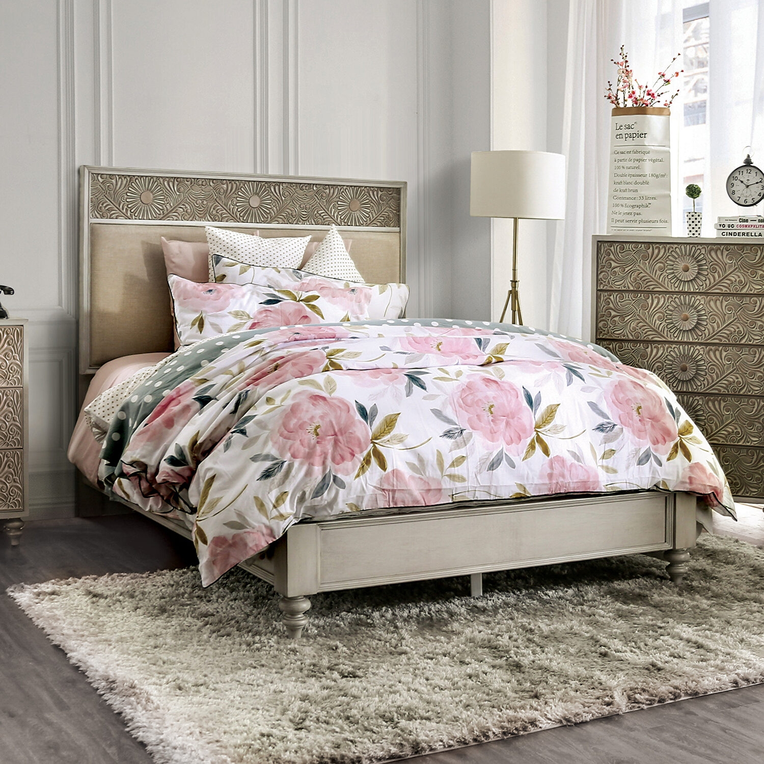 Jakarta Fabric/Wood Platform Bedroom Set