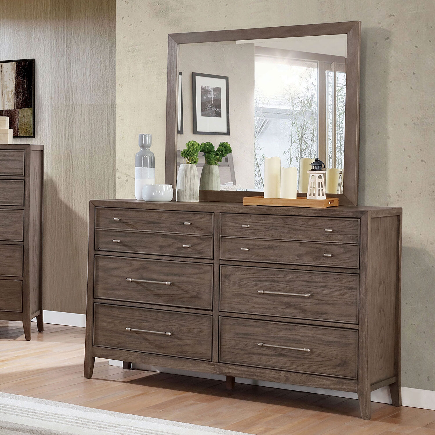 Tawana Fabric/Wood Panel Bedroom Set