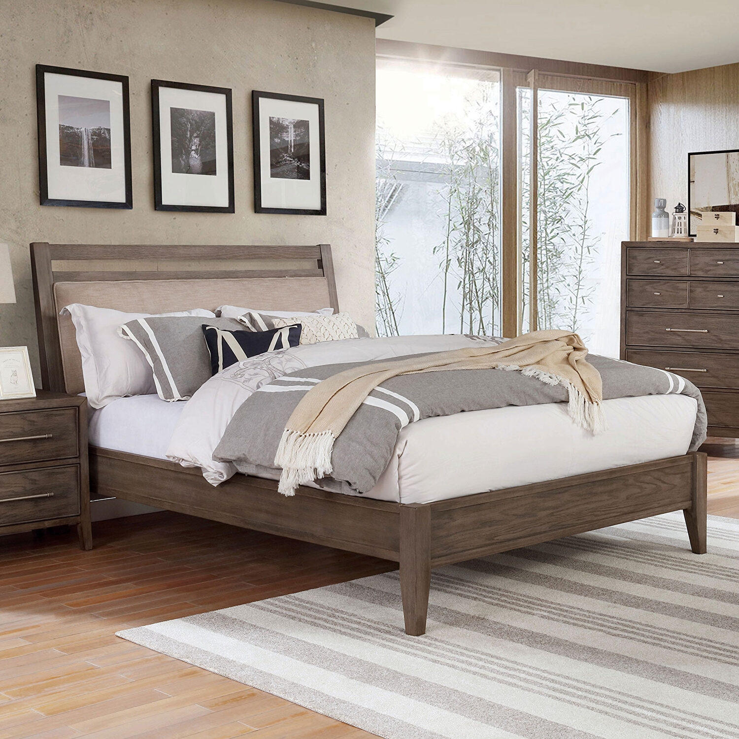 Tawana Fabric/Wood Panel Bedroom Set