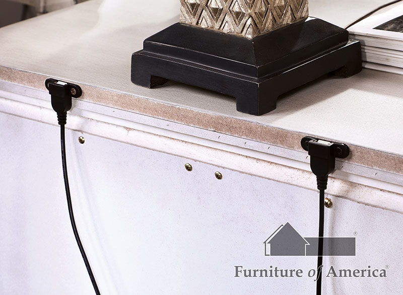 Esther Wood Nightstand w/3 Drawers & USB Charger