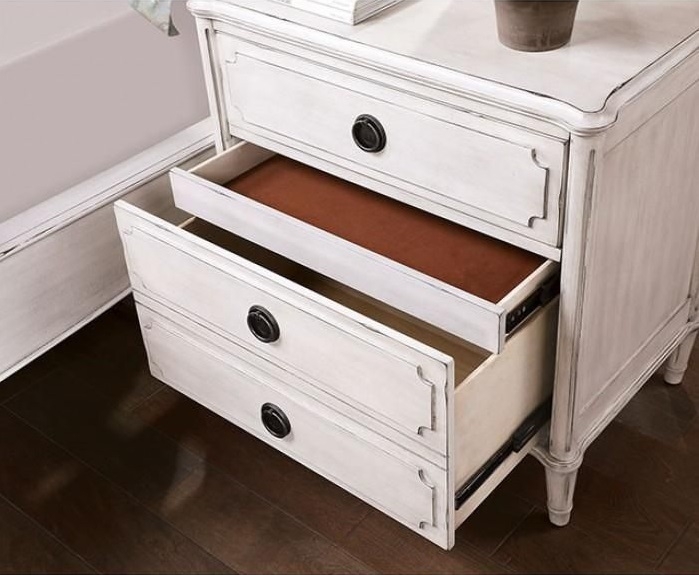 Esther Wood Nightstand w/3 Drawers & USB Charger