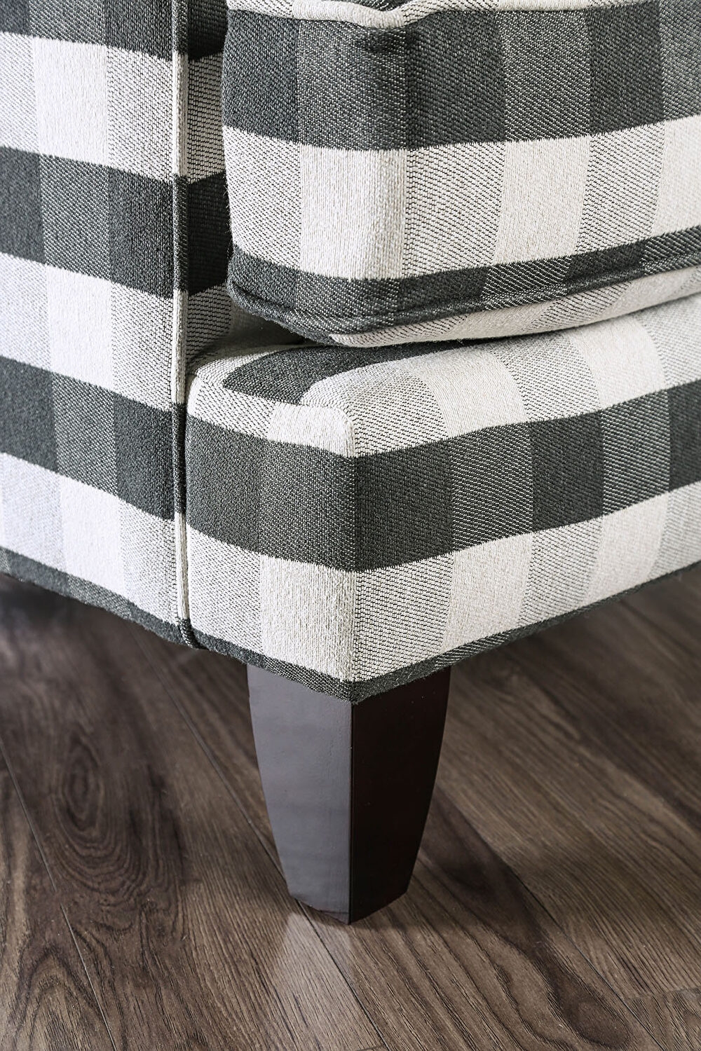 Patricia Fabric/Wood Accent Stripe Pattern Arm Chair