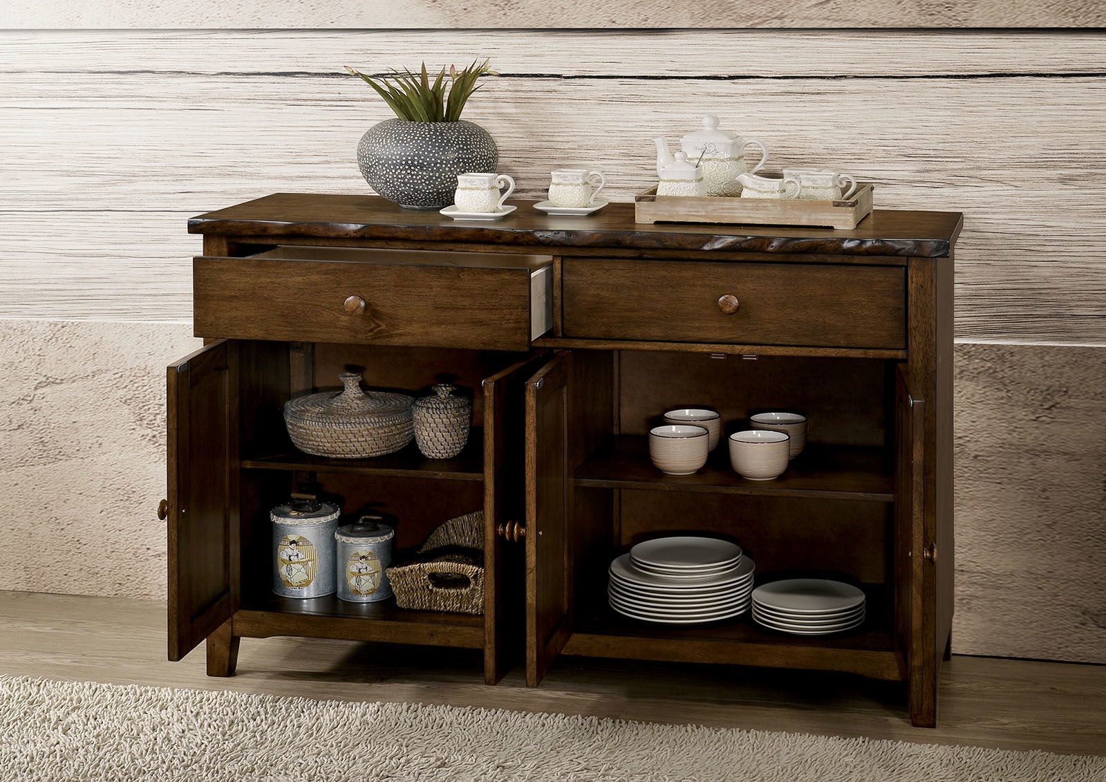 Woodworth Wood Server w/4 Doors & 2 Drawers