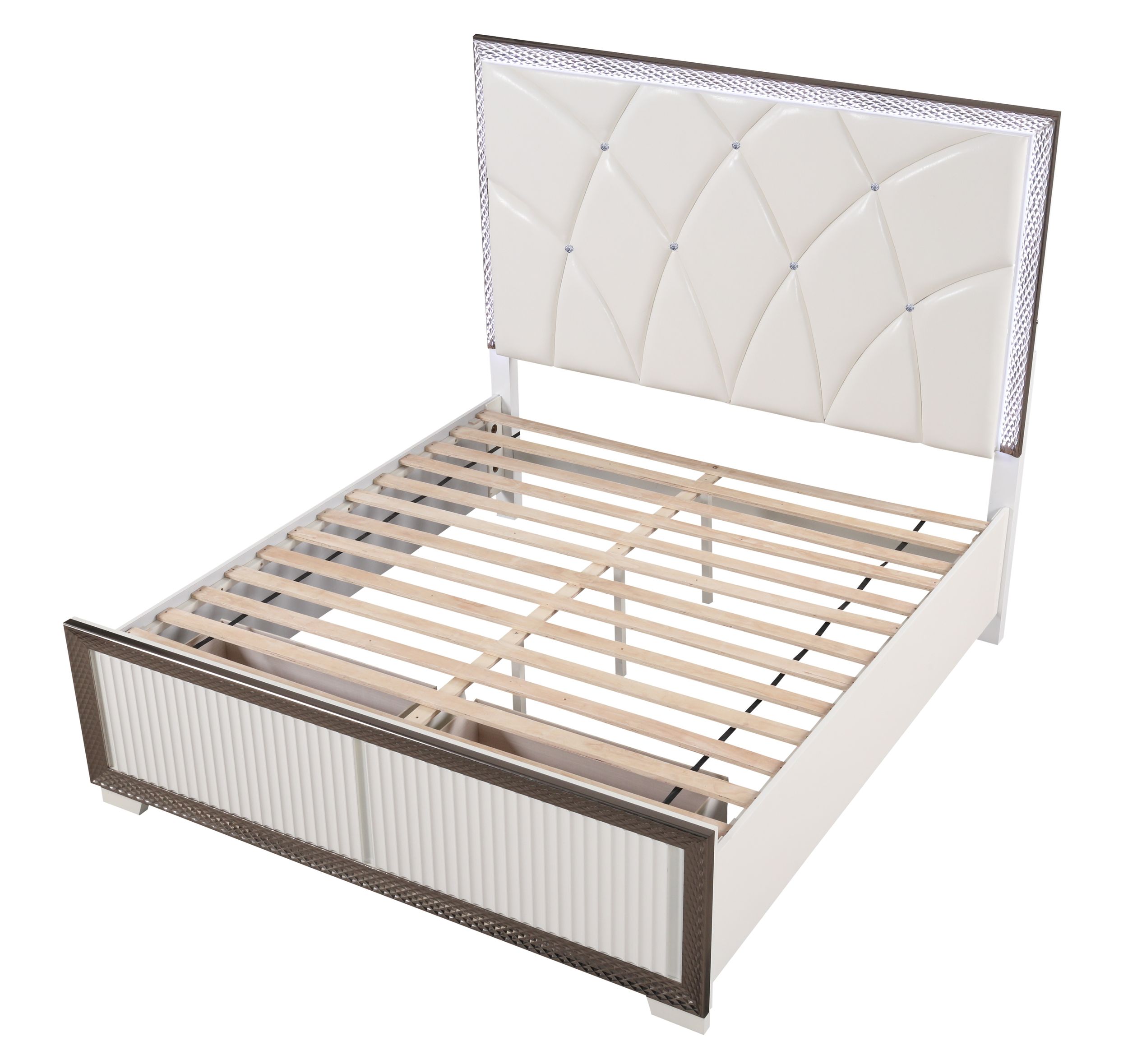 Fabio PU/Wood Panel Bed w/LED Light