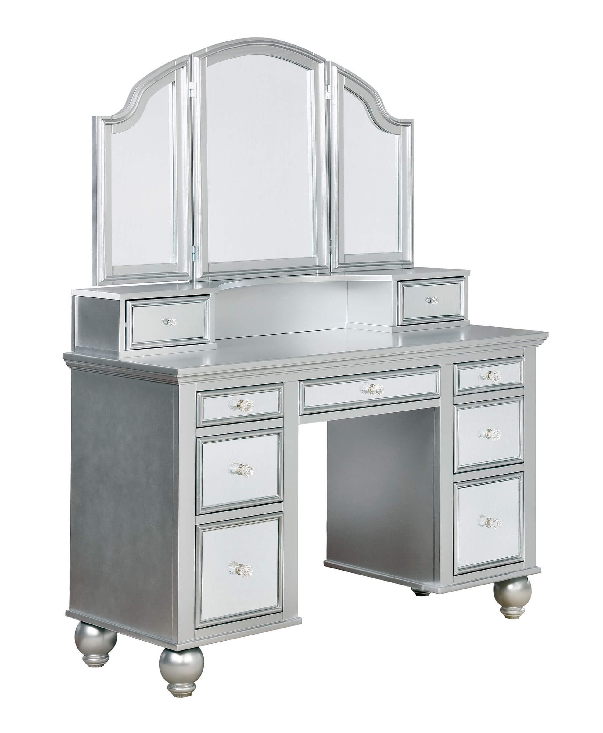 Tracy Wood/Mirror Storage Vanity Dresser w/9 Drawers & Stool