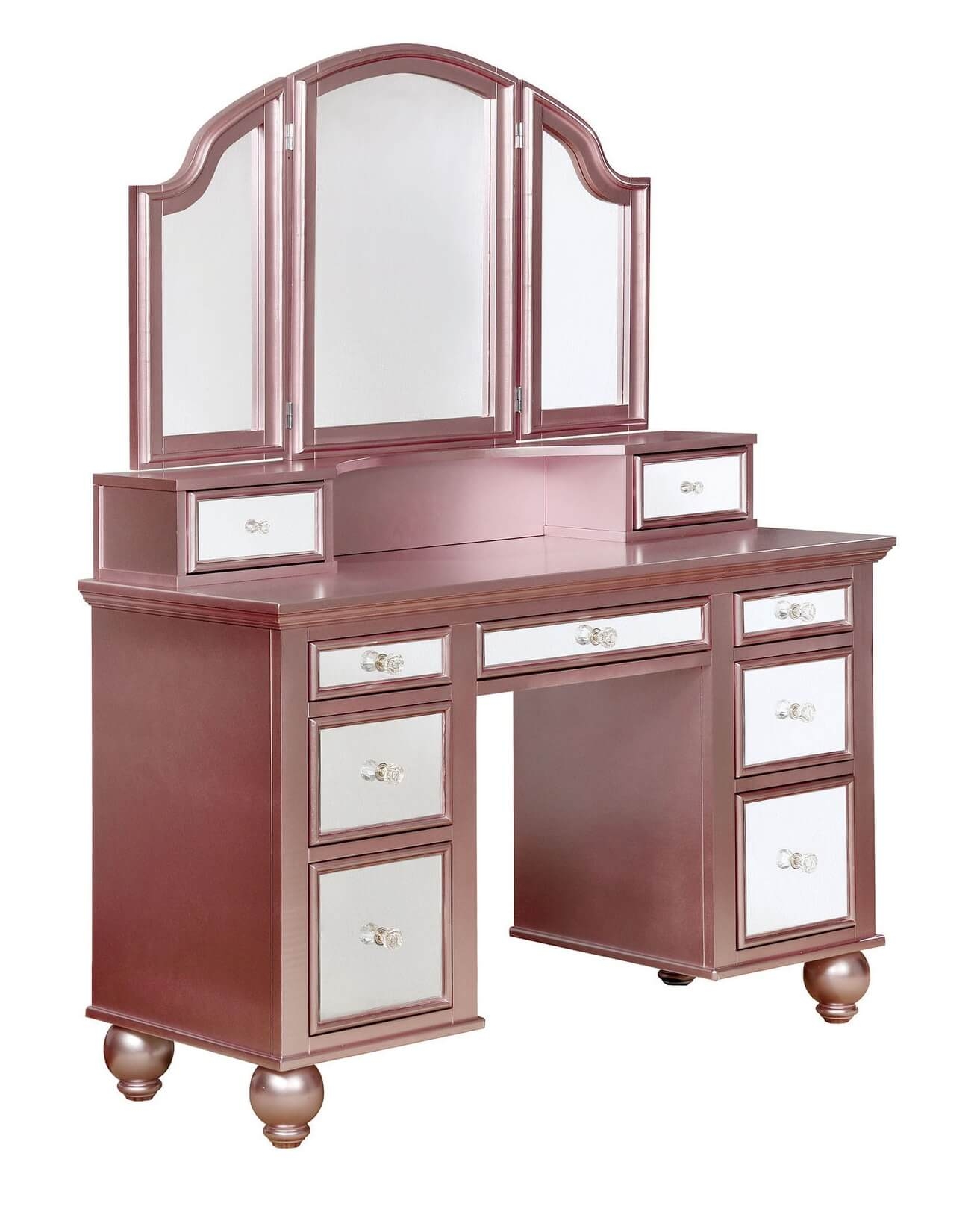 Tracy Wood/Mirror Storage Vanity Dresser w/9 Drawers & Stool