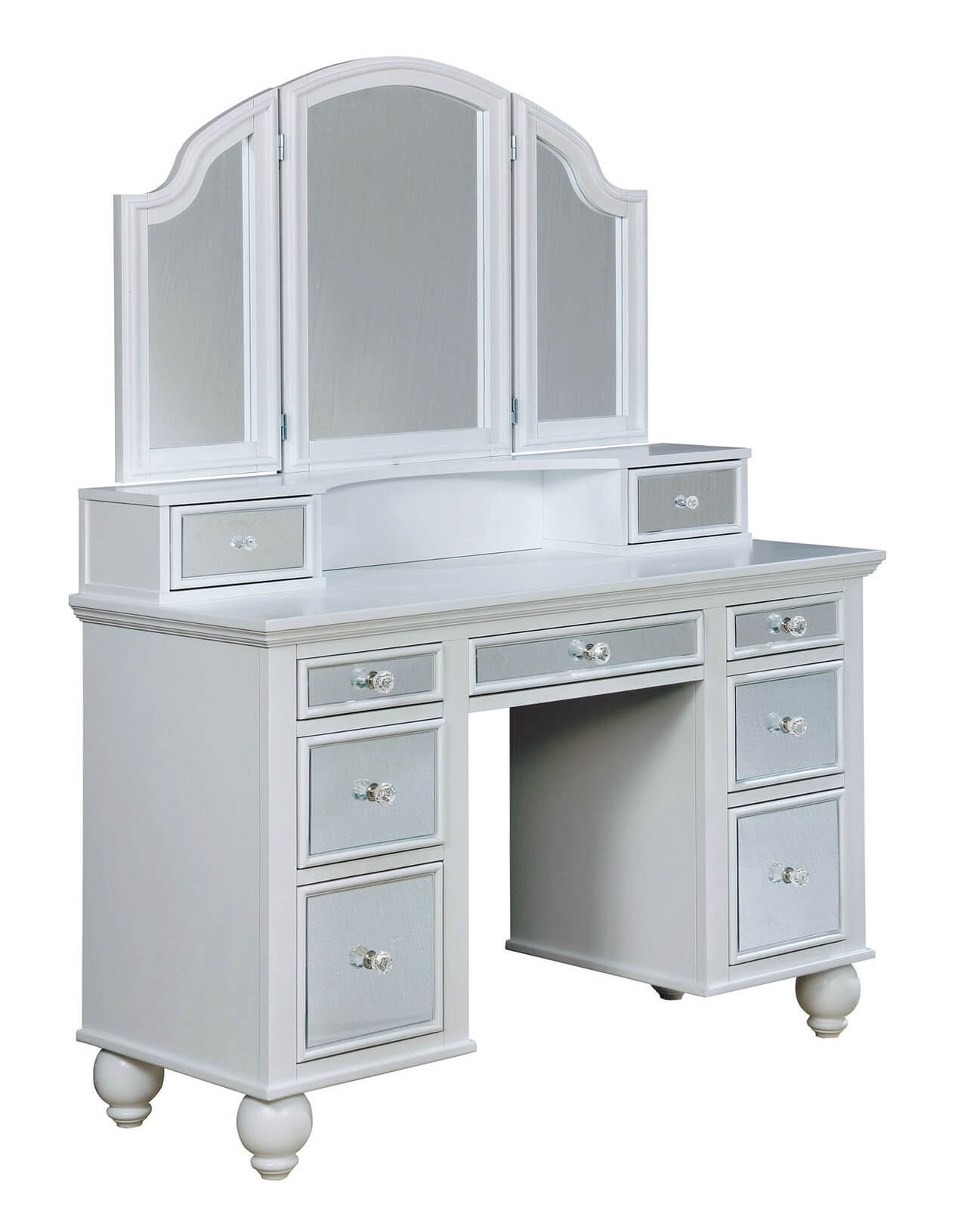 Tracy Wood/Mirror Storage Vanity Dresser w/9 Drawers & Stool