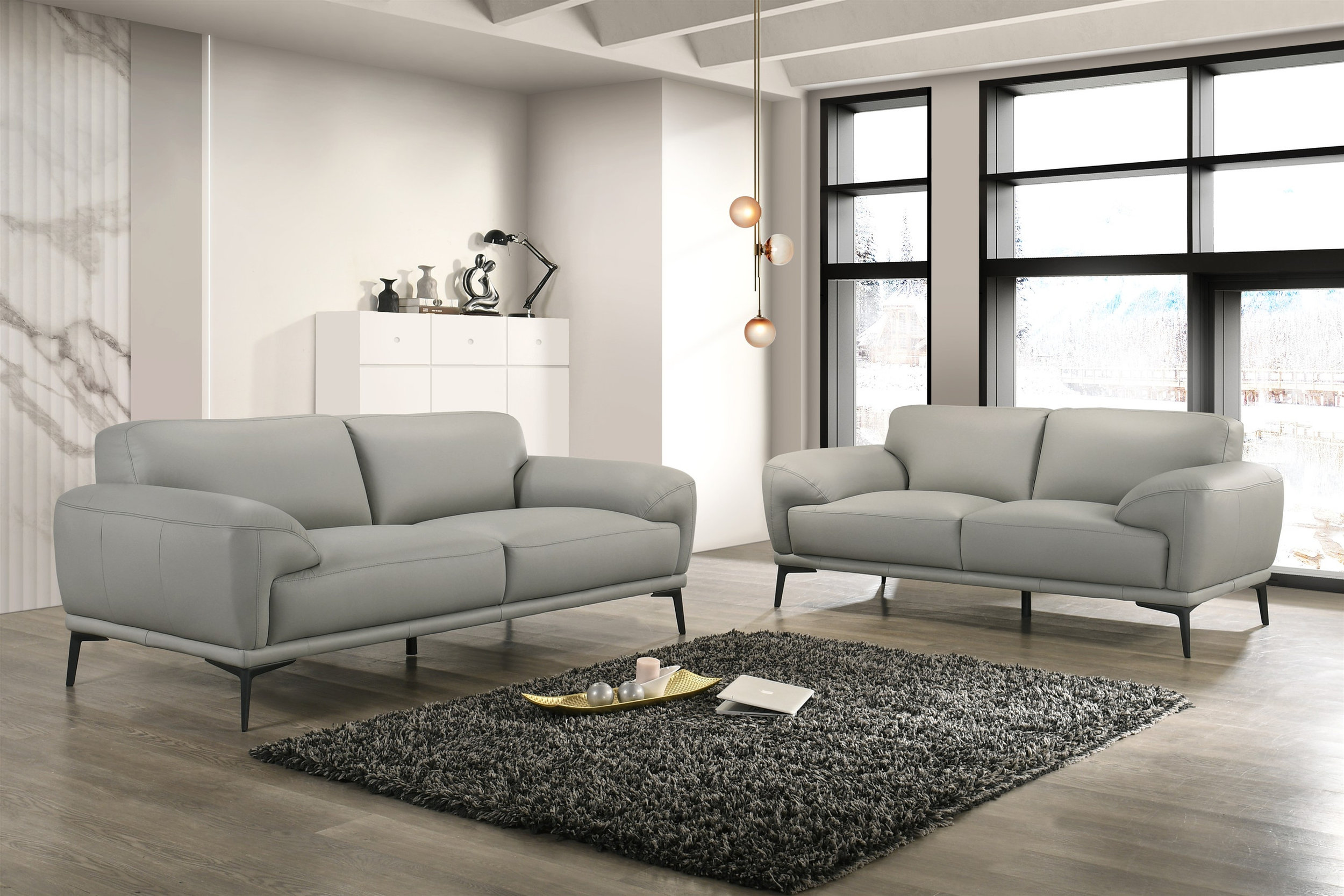 Fae Leather Living Room Set