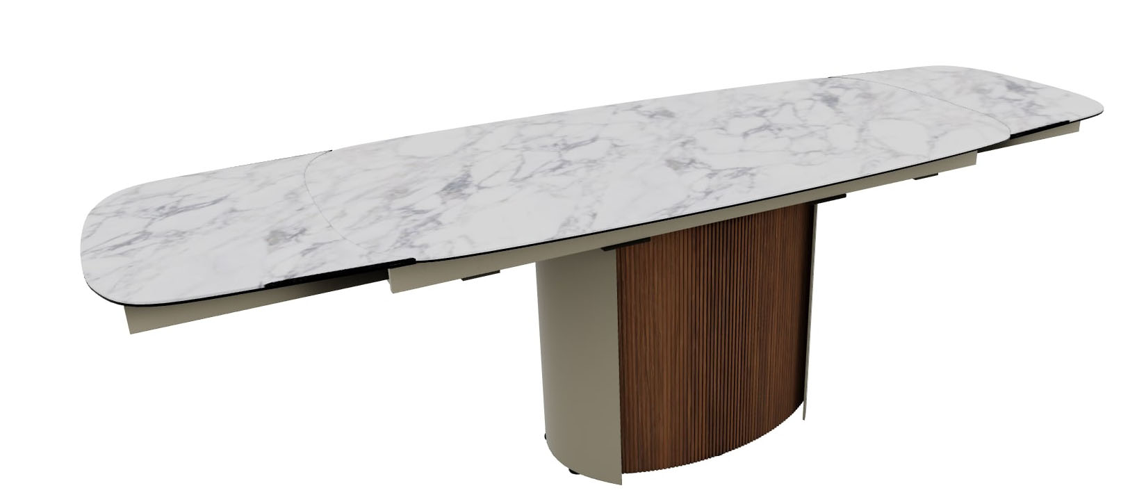 Yoroi Metal/Ceramic/Veneer Rectangular Extendable Dining Table w/Rounded Corners