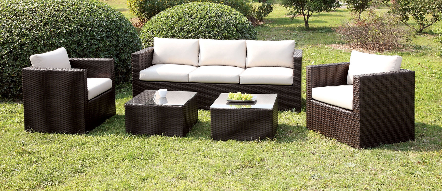 Olina 5-Piece Polyester/Faux Rattan Patio Sofa Set