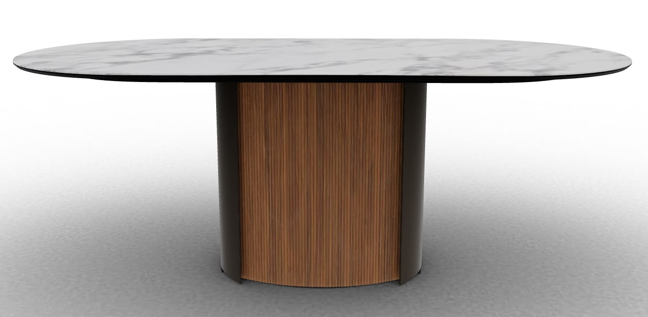 Yoroi W78.7-inch Ceramic/Metal/Wood Customizable Oval Dining Table