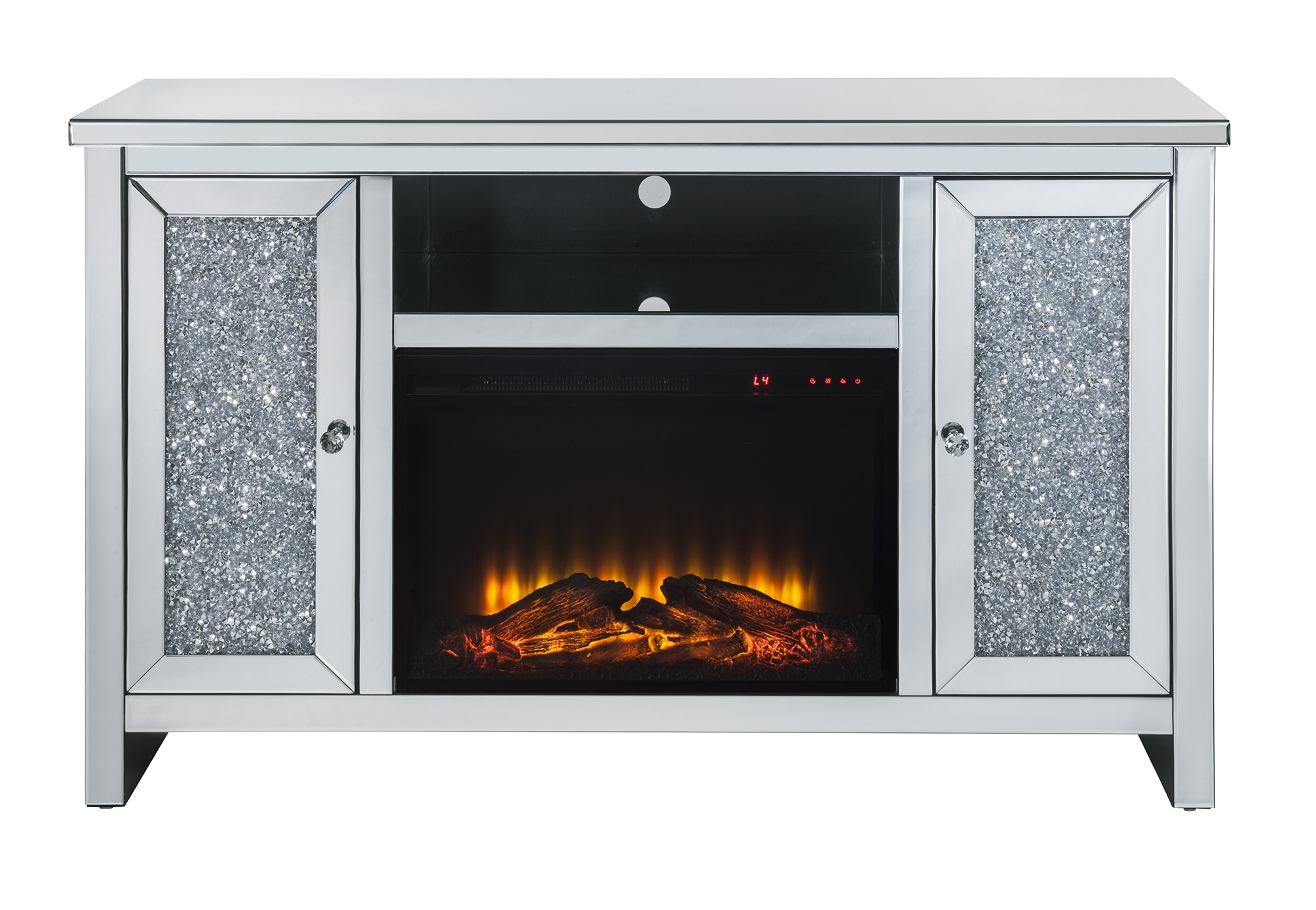 SM Mirrored TV Console w/2 Doors, Height 36"