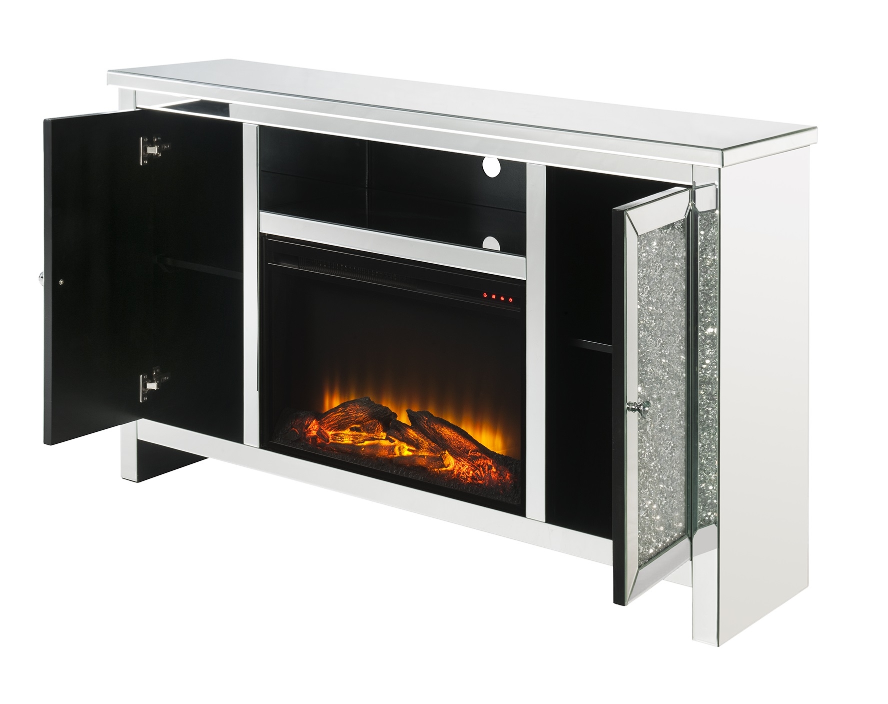 SM Mirrored TV Console w/2 Doors, Height 36"