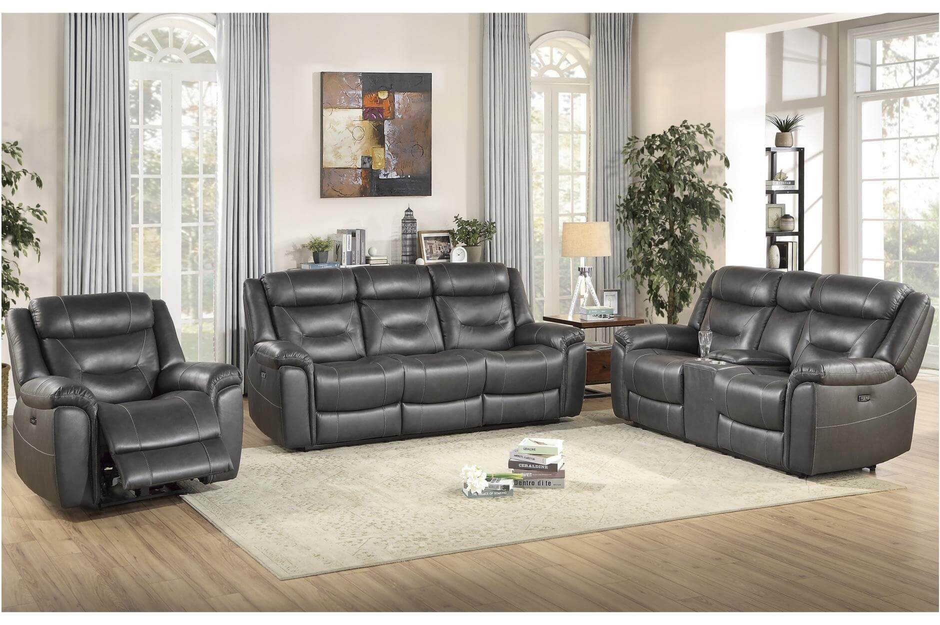 Danio Leather/Bi-Cast Vinyl Living Room Set by Homelegance