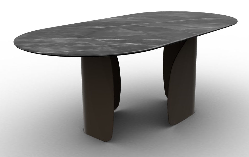 Twins Metal/Ceramic Oval Dining Table