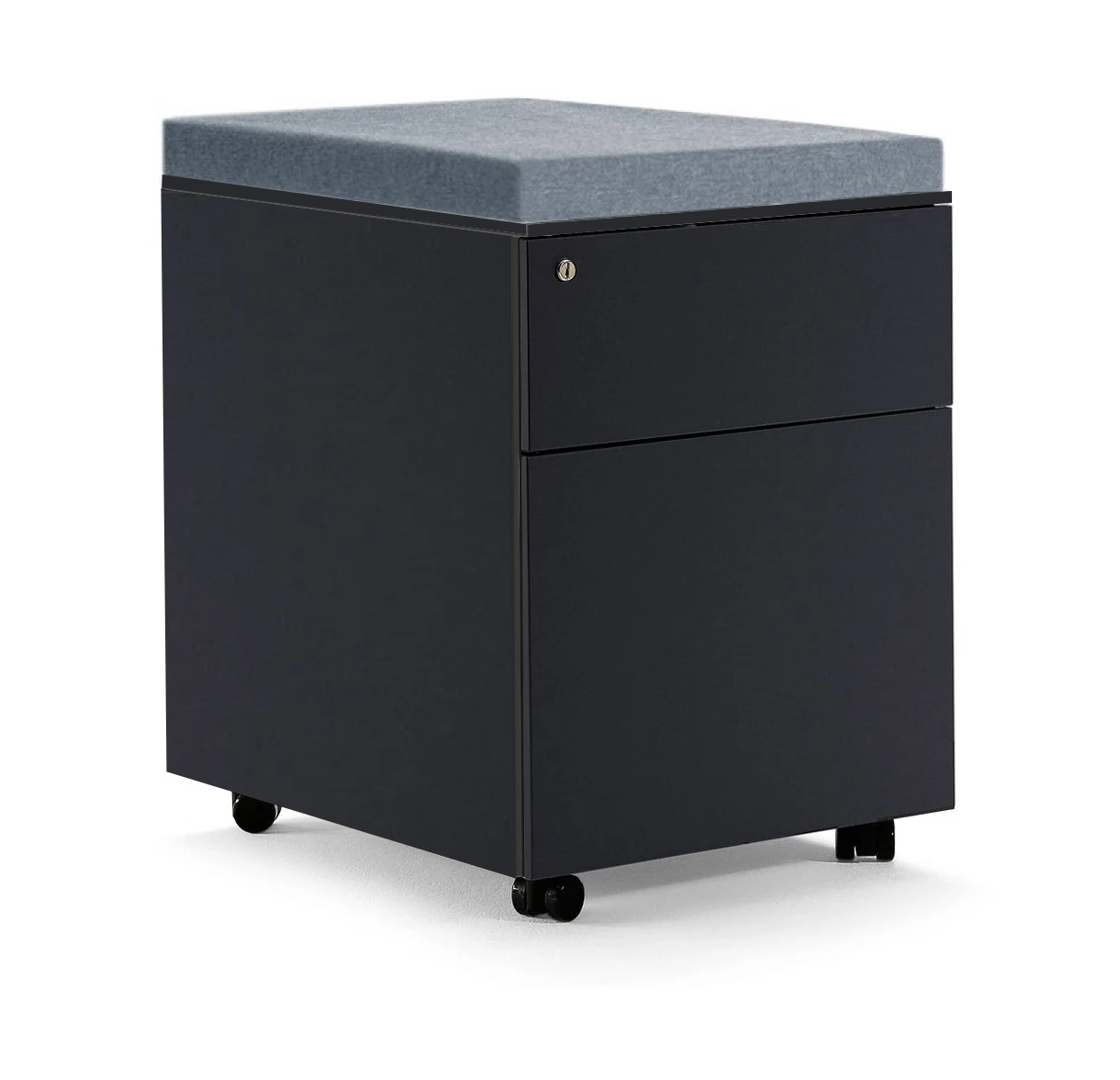Mobile Pedestal w/1 Standard Drawer, 1 Filing Drawer, Metal Runners & Top Cushion