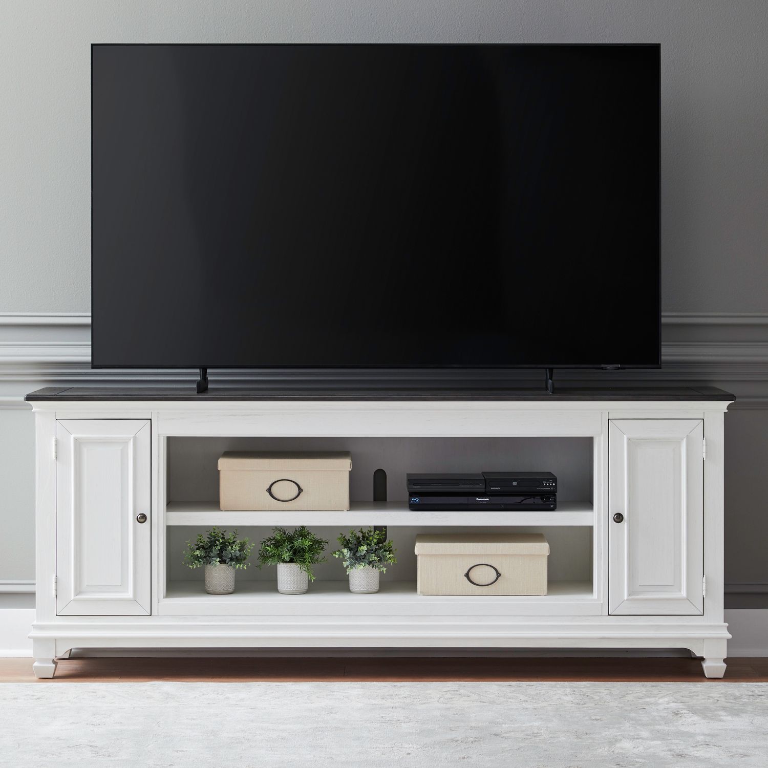 417 80-inch Wood TV Console w/Firebox Insert