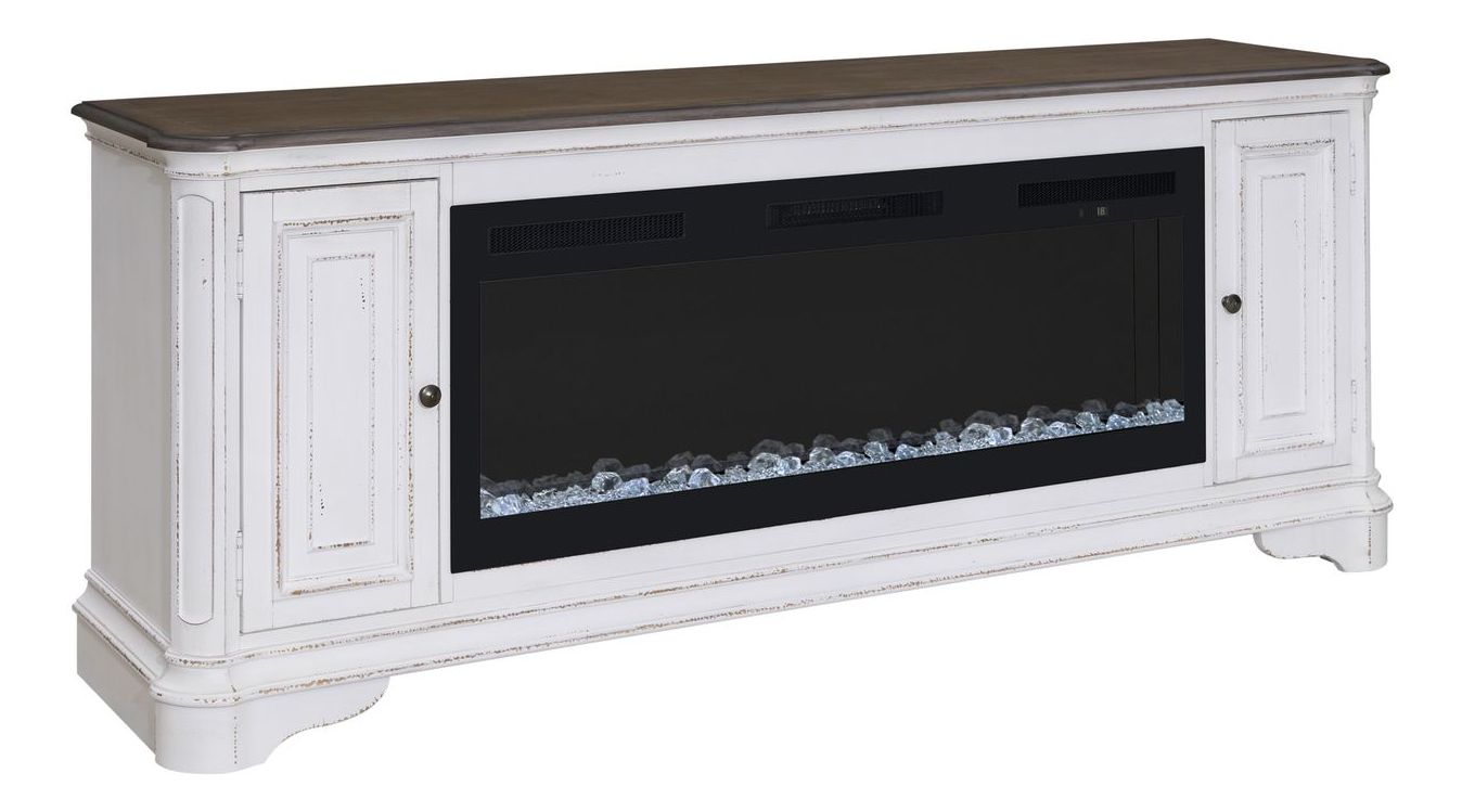 244 82-inch Wood TV Console w/Firebox Insert & 2 Doors