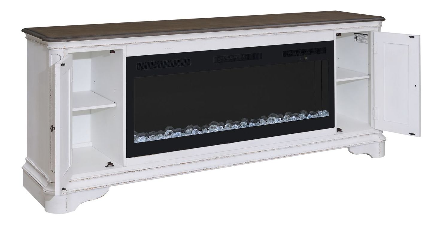 244 82-inch Wood TV Console w/Firebox Insert & 2 Doors