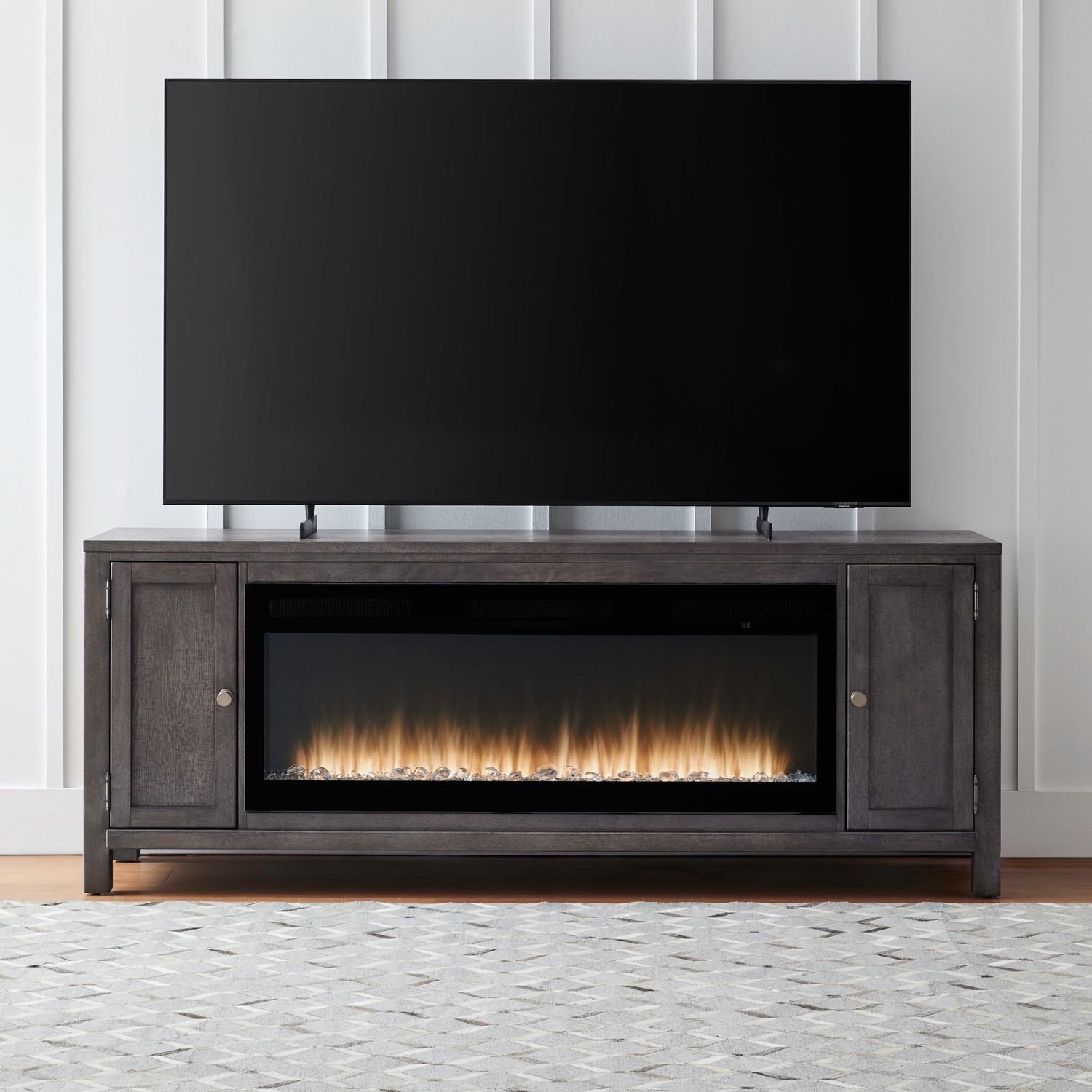 406 78-inch Wood TV Console w/Firebox Insert & 2 Doors