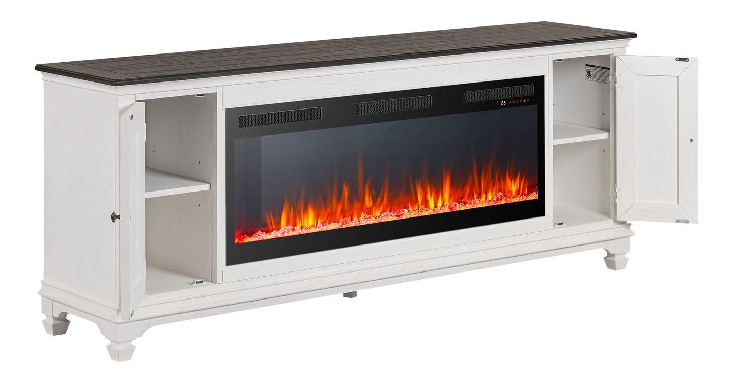 417 80-inch Wood TV Console w/Firebox Insert
