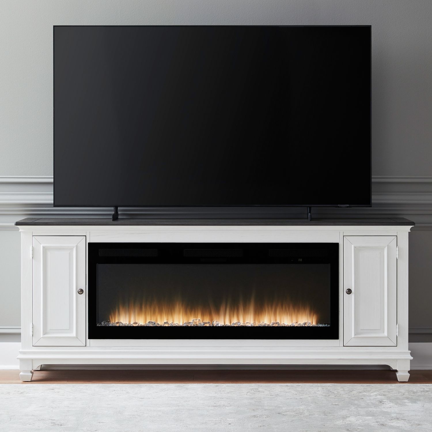 417 80-inch Wood TV Console w/Firebox Insert