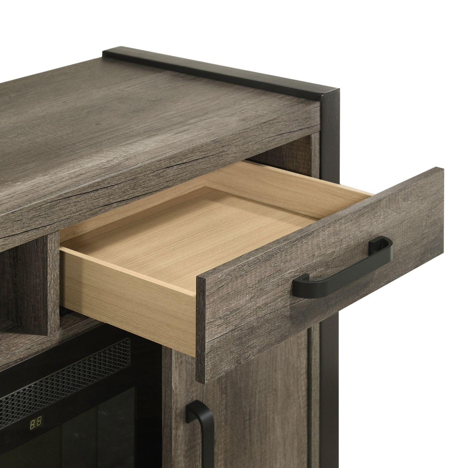 686 78-inch Wood 2-Drawer TV Console w/Firebox Insert & 2 Doors