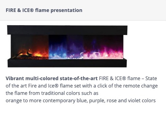 Tru View 40" 3-Sided Glass Electric Fireplace, Appliance Depth 13 3/4"