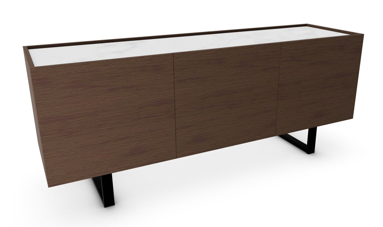 Horizon Ceramic/Wood/Metal Customizable Sideboard w/3 Doors & Metal Base