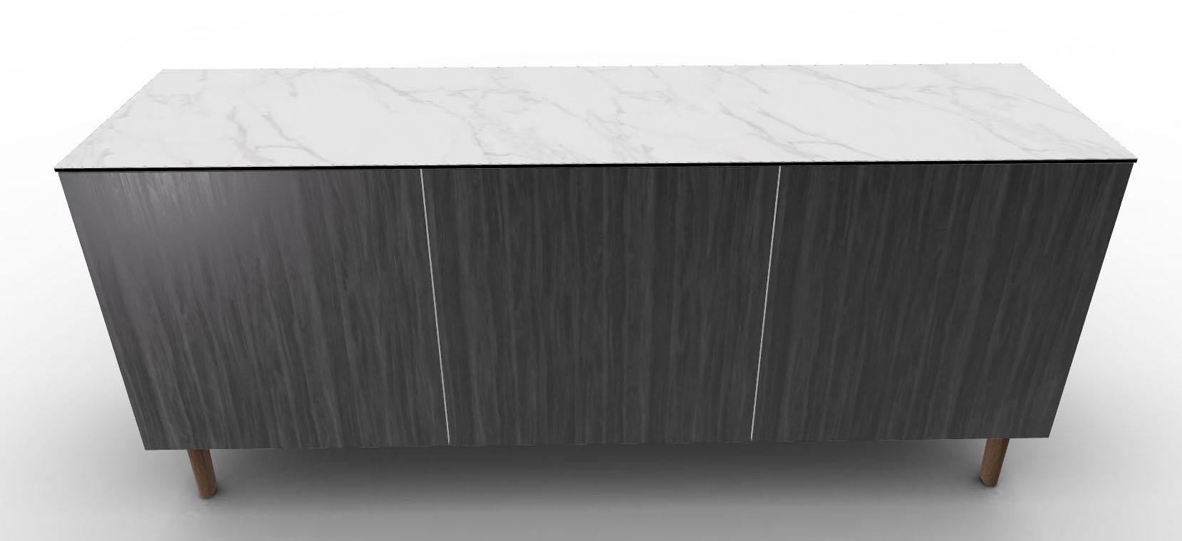 Universal Ceramic/Wood/Glass Customizable Sideboard w/3 Doors & Wooden Feet