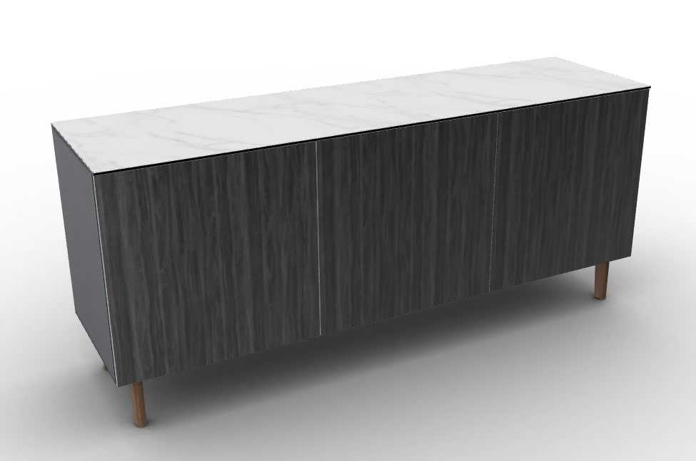Universal Ceramic/Wood/Glass Customizable Sideboard w/3 Doors & Wooden Feet