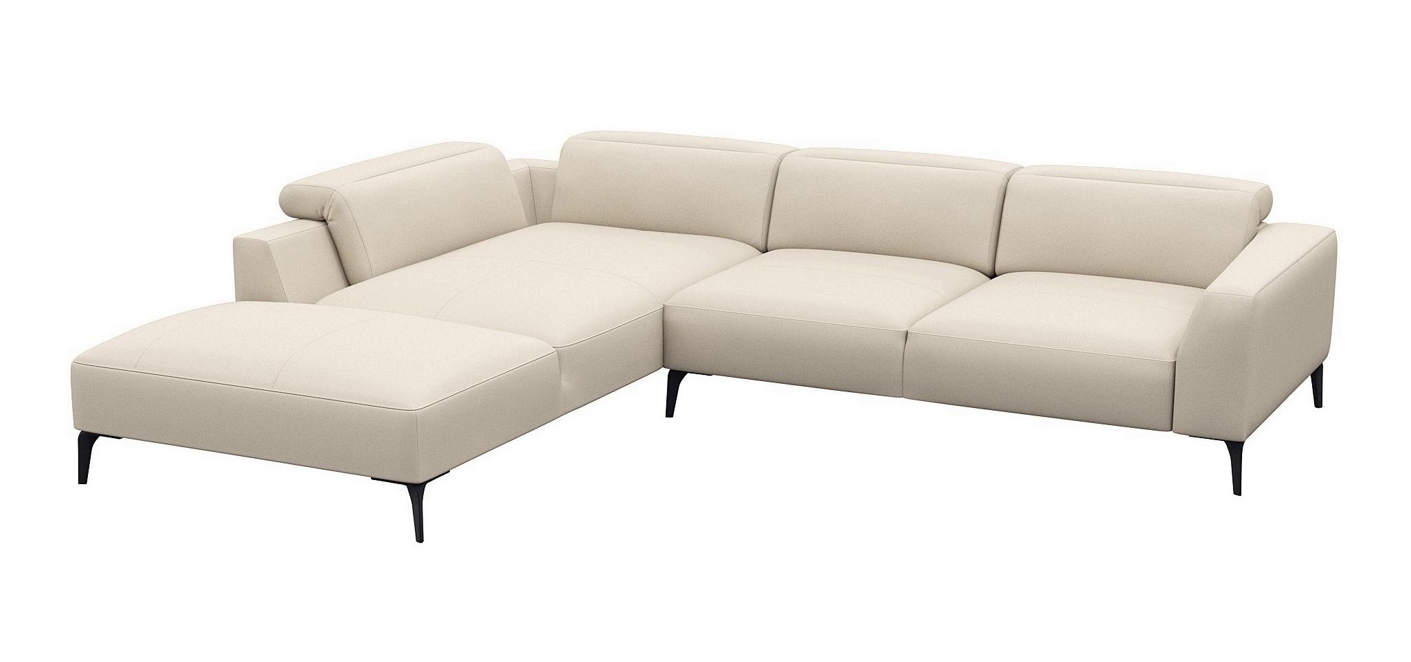 Luzzi 116" Premium Italian Leather Left Arm Chaise Sectional