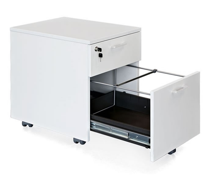 Mobile Pedestal w/1 Standard Drawer, 1 Filing Drawer, Metal Runners & Top Cushion