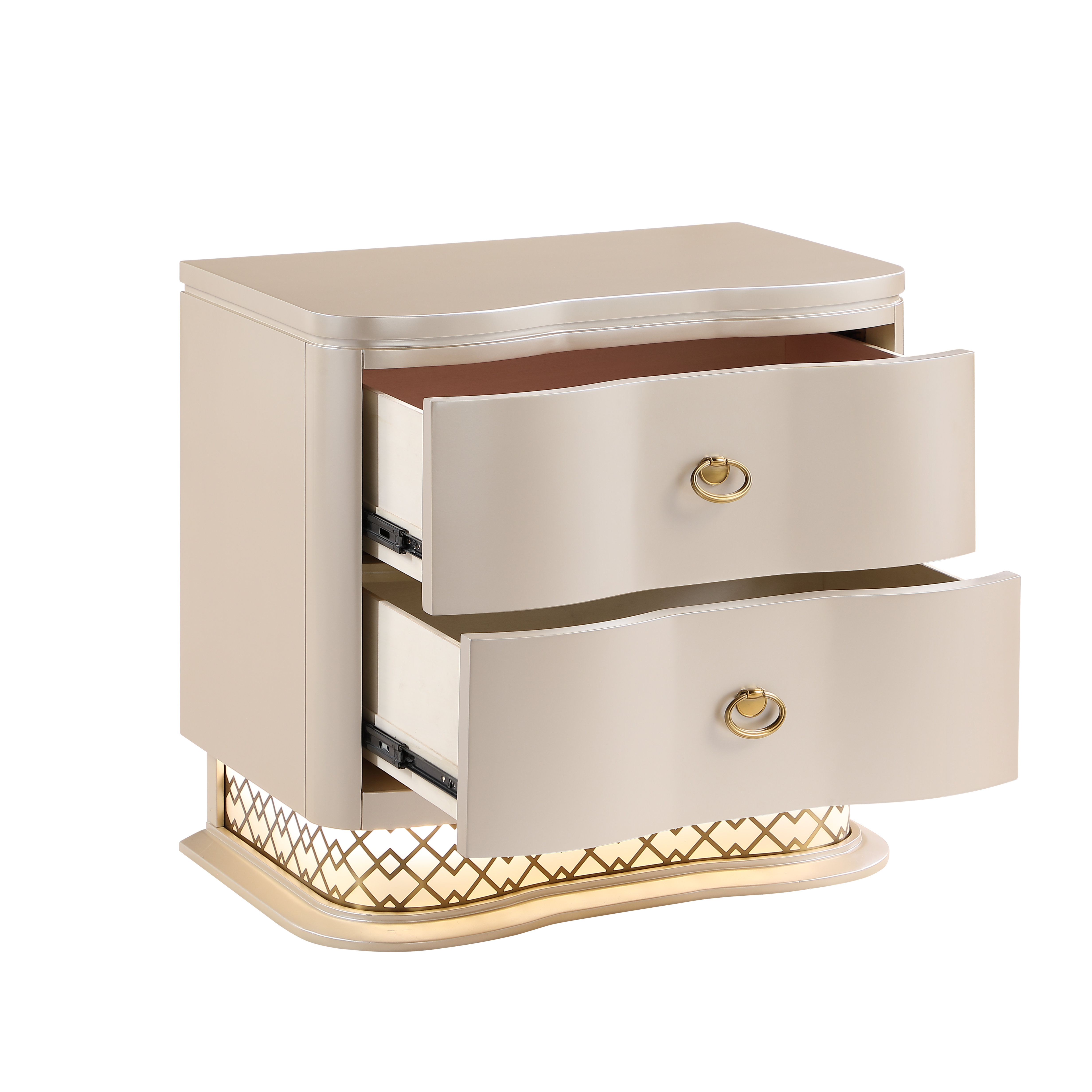 Flora 2-Drawer Wood Veneer Nightstand