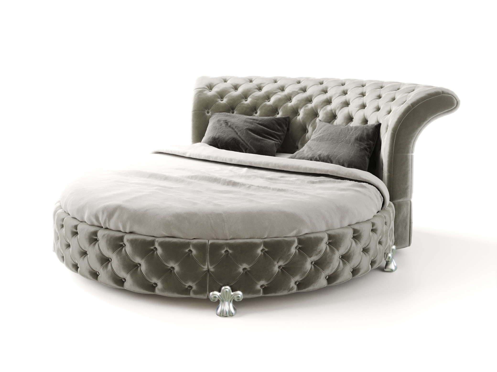 Florence Velvet Round King Size Bed