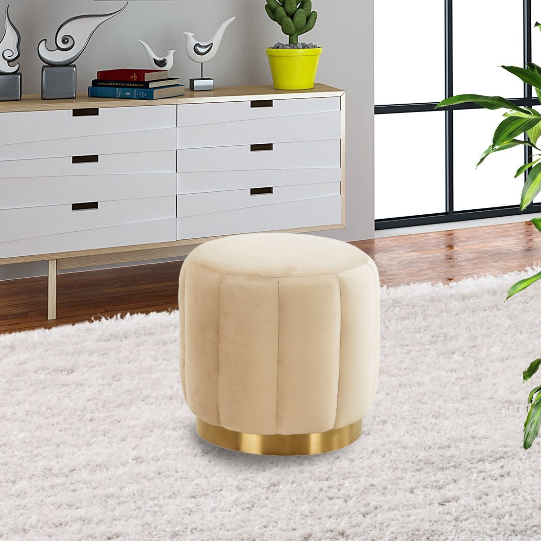 Franklin Round Velvet Ottoman