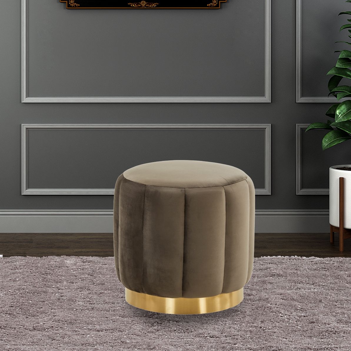Franklin Round Velvet Ottoman