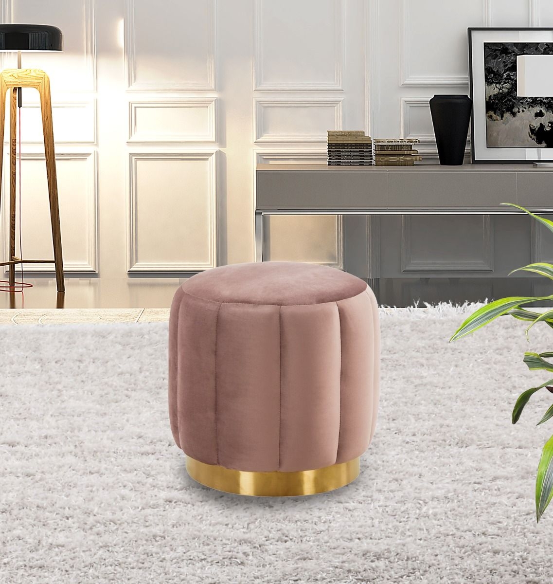 Franklin Round Velvet Ottoman
