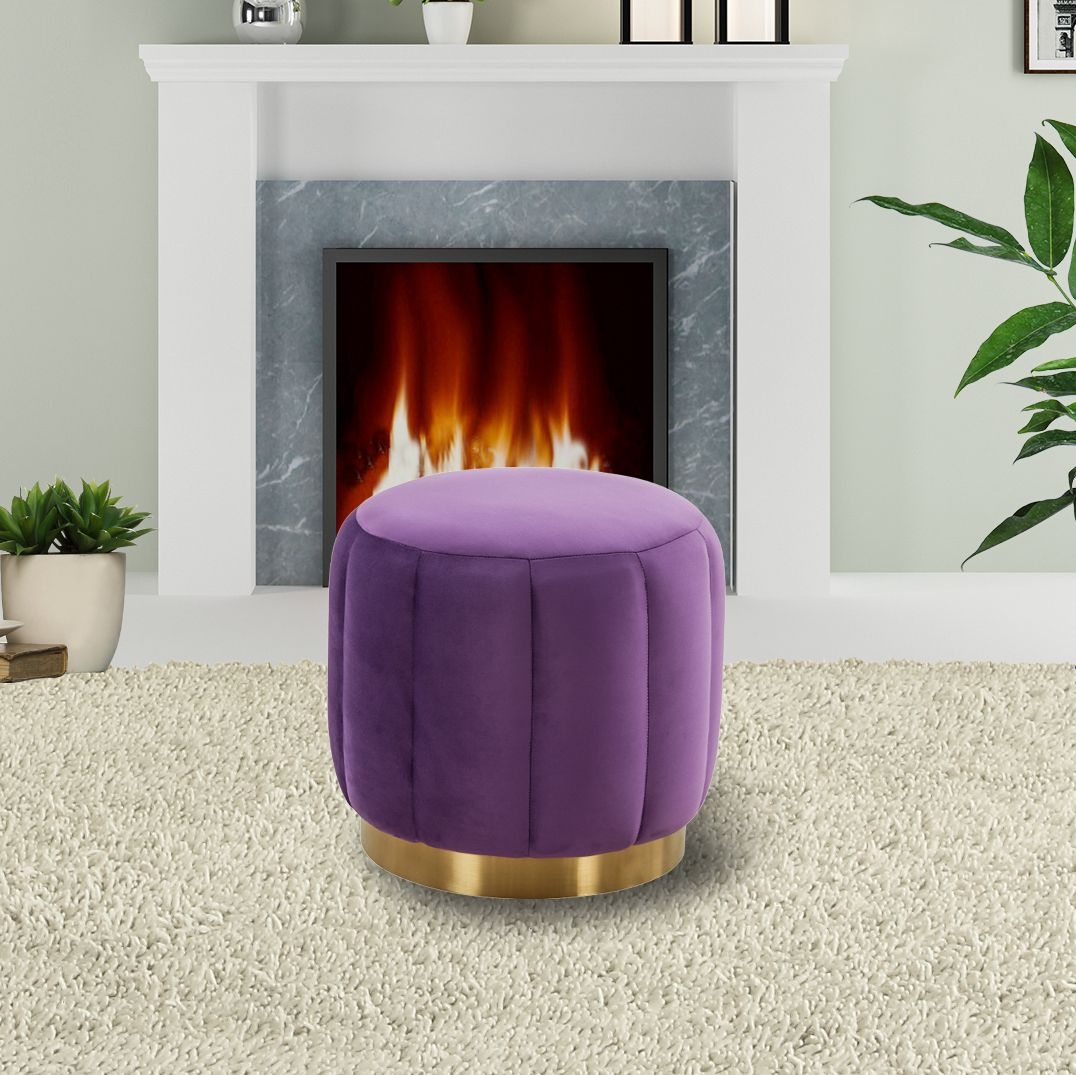 Franklin Round Velvet Ottoman