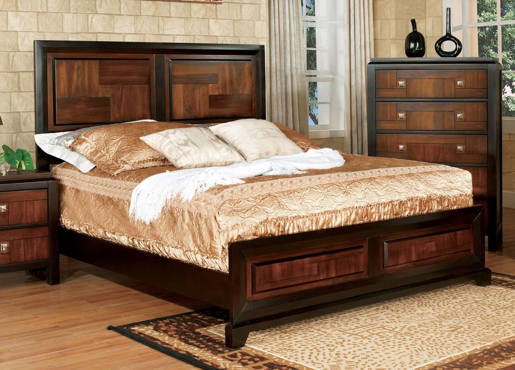Queen Size Transitional Acacia Solid Wood Bed