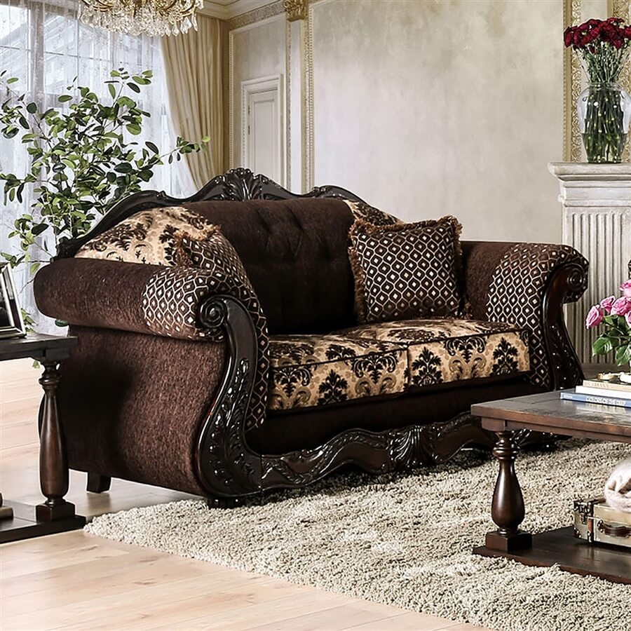 Ronja Chenille Fabric Button Tufted Loveseat