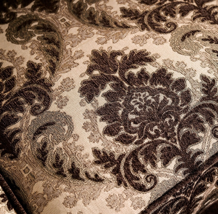 Dayaram Traditional Dark Brown Chenille Upholstered Rolled Arms Sofa 